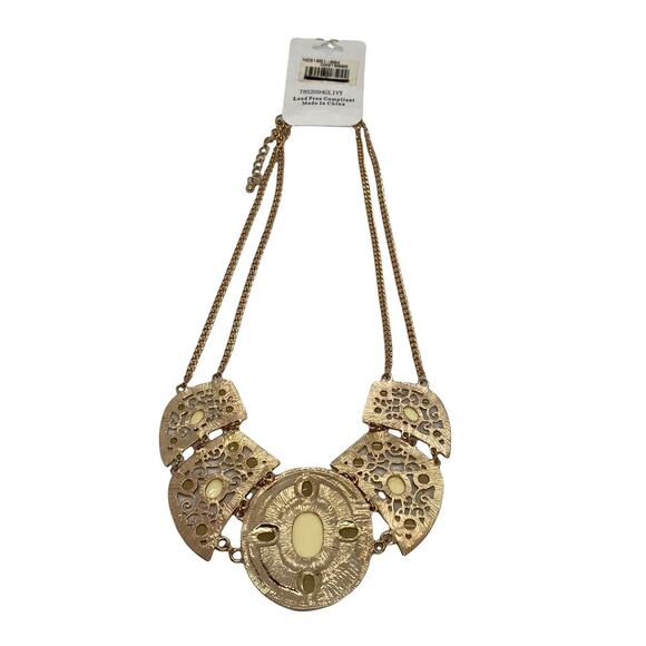 Contemporary Gold Metal Chain Pendant Necklace & Pierced Earrings Set Fashion - Picture 2 of 12